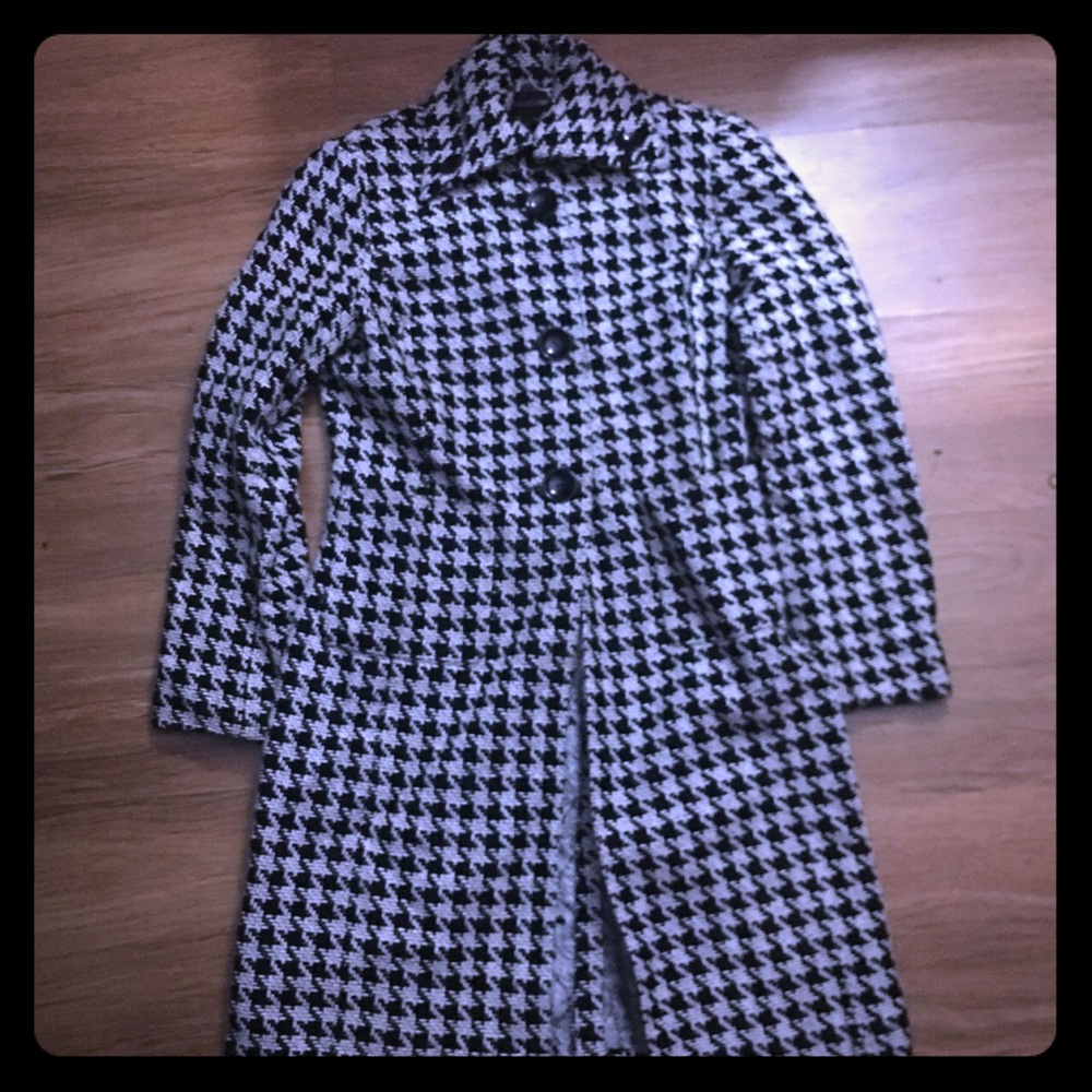 Black and White Pea Coat. Size Small